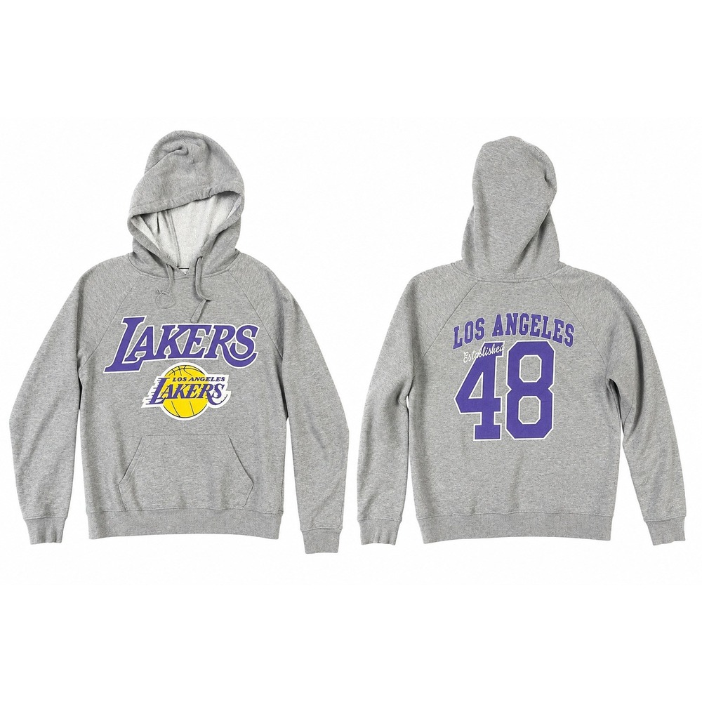 NBA Los Angeles Lakers Hoodie Kids Medium Gray Graphic Pullover Sweatshirt Fan